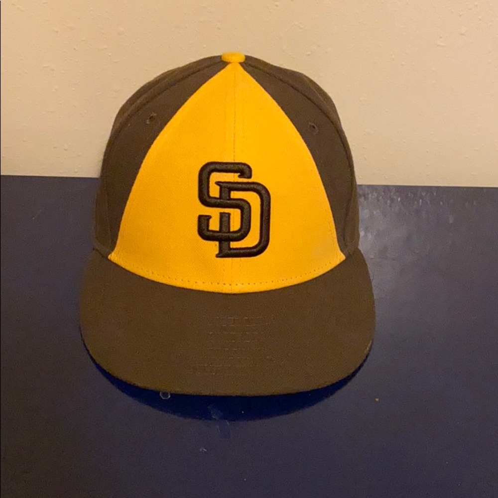 San Diego Padres brown yellow fitted hat